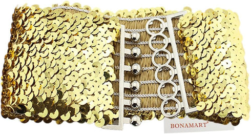 Girl Wide Sequin Belt, Glitter Elastic Fabric Belt Cinch F Thin Women...