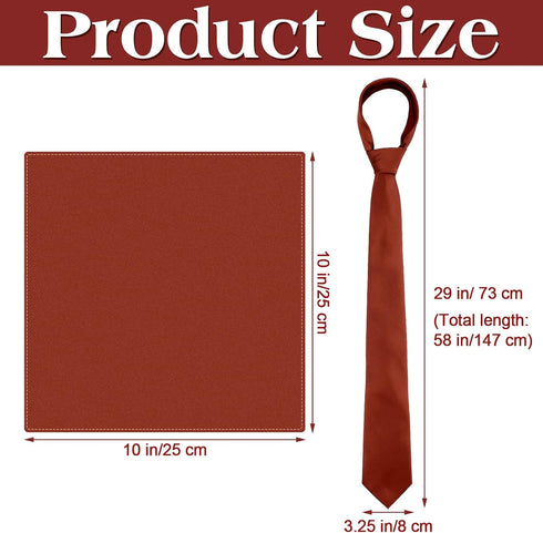 Toulite 2 Pcs Cinnamon Solid Color Tie and Handkerchief Formal Necktie and Pocket Square Set Men's Tie and Pocket Square for Weddings Groom Grooms...