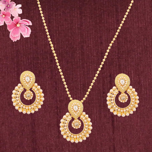 Touchstone Indian Bollywood Elite Mughal Kundan Look Chand Baali Moon Bridal Designer Jewelry Pendant Set For Women In Gold Tone. (Gold)...