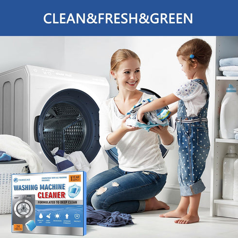 Washing Machine Cleaner Descaler 24 Pack Deep Cleaning Tablets For Front Loader & Top Load Washer, Clean Inside Drum And Laundry Tub Seal 12 Month...