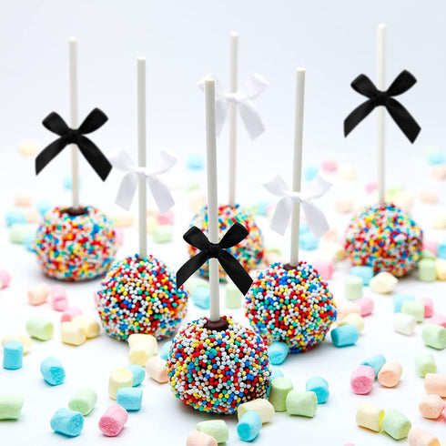 Gejoy 100 Pieces 2.6" Solid Black Bows Mini Satin Ribbon Twist Tie Bows Crafts for Wedding Graduation Birthday Party Shower Gift Wrapping Candy Tr...