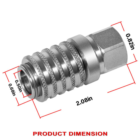 PD242 Series PD Steel Test Port and Diagnostic Equipment Quick Coupler with Female Pipe Thread, 1/8" Body Size, 1/4"-18 NPTF Thread Size, 2.12" Le...