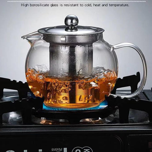 Glass Teapot with Removable Infuser Stovetop & Microwave Safe Borosilicate Clear Glass Teapot (22OZ)...