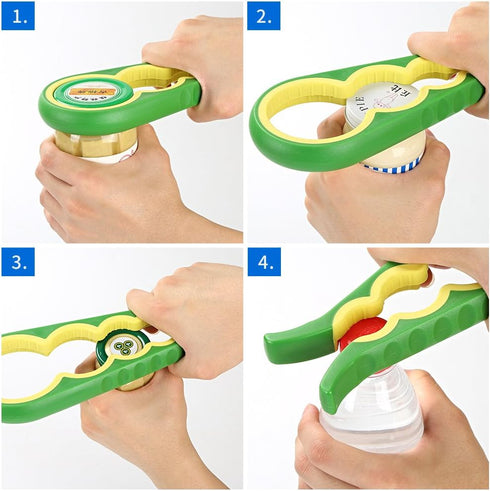 Otstar Jar Opener and Bottle Opener with Silicone Jar Gripper to Remove Stubborn Lids, Pull Tabs and Bottles-Designed for Weak Hands,Seniors, Arth...