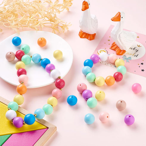 Beadthoven 120pcs 12 Colors Bubblegum Beads Bulk 20mm Focal Beads for Pens Opaque Candy Color Easter Beads Large Acrylic Beads Plastic Chunky Bead...