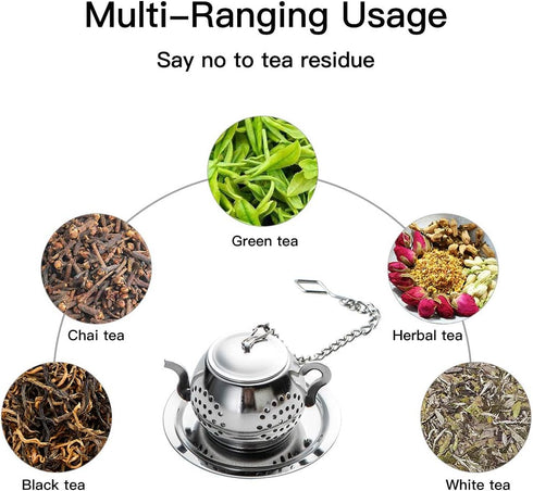 4Pcs Tea Balls for Loose Leaf, Stainless Steel Tea Infusers for Loose Tea, Tea Strainers with Chain Hook and Saucer (Silver)...