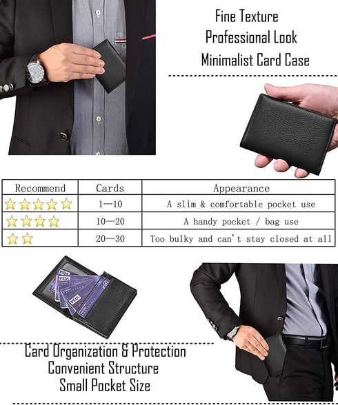 Outrip Genuine Leather Business Card Holder Name Card Case Credit Card Wallet with ID Window RFID Blocking (Black)...