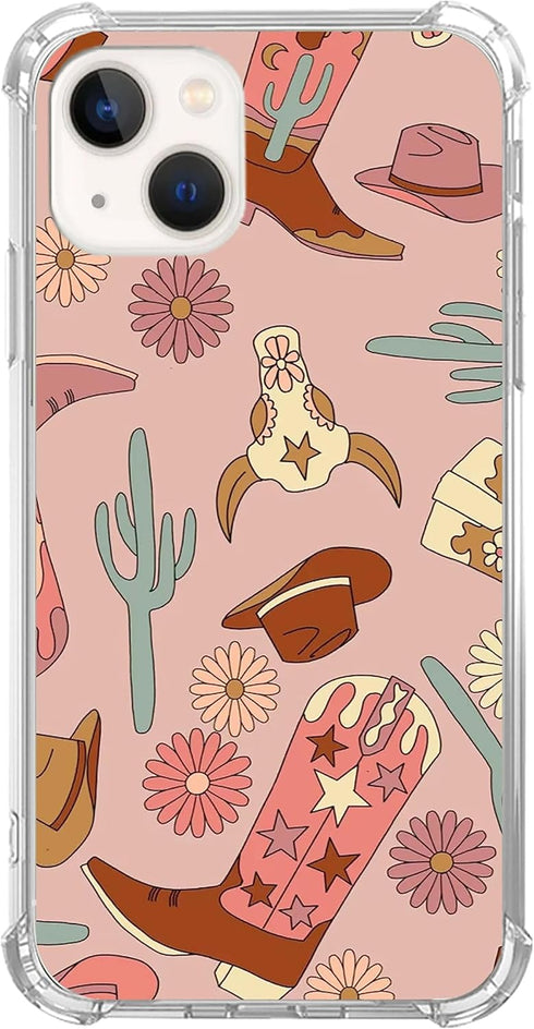 Boho Western Cowgirl Cactus Case Compatible with iPhone 15 Plus, Hippie Cowboy Case for iPhone 15 Plus, Unique TPU Protective Phone Case......