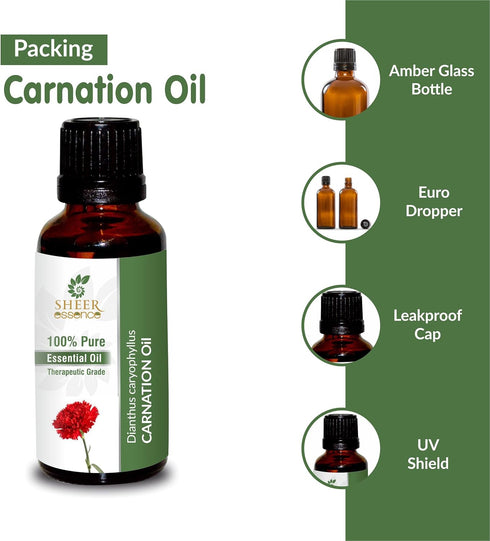 Carnation Oil 15 ML (0.51 Fl.OZ) | 100% Pure Natural Undiluted Uncut Therapeutic Grade Dianthus Caryophyllus Essential Oil...