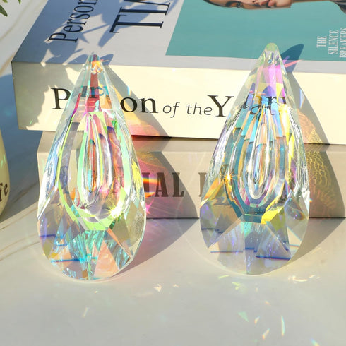 120mm Crystal Suncatcher, 2 Pack Large Prism Sun Catchers Windows Hanging Ornaments Rainbow Maker Pendant Indoor Outdoor Garden Chandelier Birthda...
