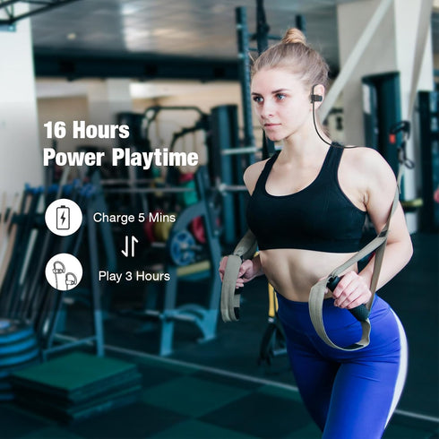 Bluetooth Headphones, Wireless Headphones 16H Playtime Wireless Earbuds with Mic Stereo in-Ear Earphones, IPX7 Waterproof Sports Headphones Sound ...