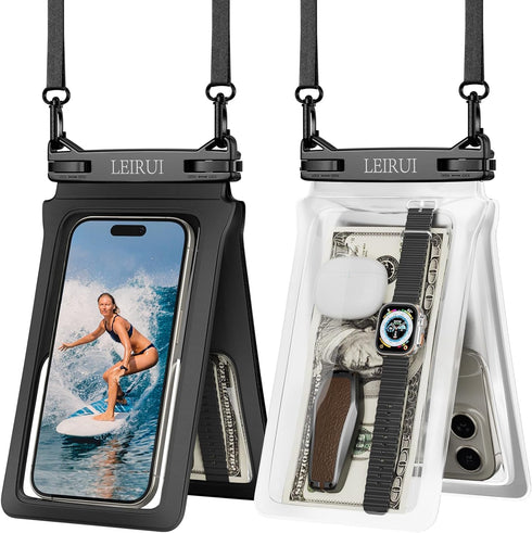 2 Pack Waterproof Phone Pouch Double Space Large Floating Waterproof Phone Case Dry Bag for Swimming Beach Vacation for iPhone 15 Pro Max/14/13 Sa...