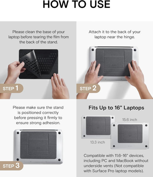 MOFT Laptop Stand for Desk, Adhesive Laptop Stand with 2 Adjustable Viewing Angles, Foldable and Portable Computer Stand Compatible with MacBook A...