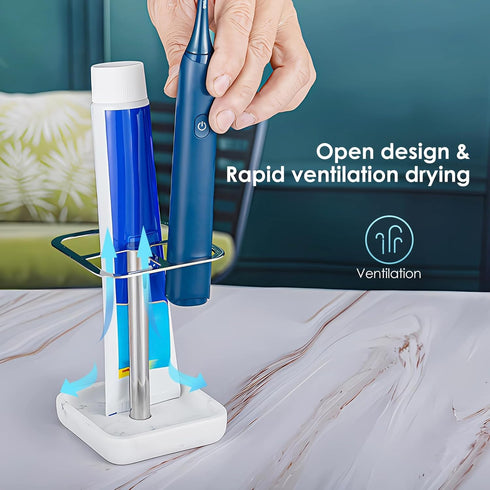 Electric Toothbrush Holder for Bathrooms Countertop, 3 Slots Tooth brushing and Toothpaste Holder, Stainless Steel Toothbrush Holder, Plastic Toot...