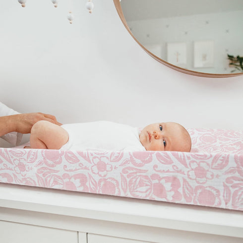 aden + anais Essentials Changing Pad Cover, 100% Cotton Muslin, Super Soft & Breathable, Tailored Snug Fit, Single, Damsel - Savoy...