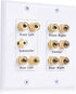 Cable Matters Double Gang 5.1 Speaker Wall Plate (Home Theater Wall Plate, Banana Plug Wall Plate) in White...