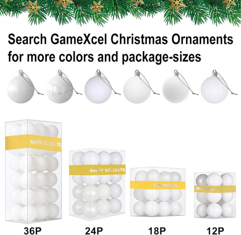 White 2.5" Christmas Balls Christmas Tree Decoration Ornaments Shatterproof Hanging Balls for Birthday Halloween Holiday Wedding Decorations Set o...