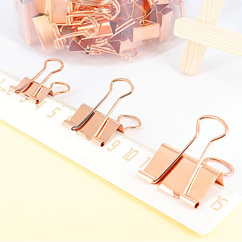 Binder Clips Paper Clamps, Assorted Sizes Set (Small, Medium, Large) for Office School and Home Supplies (Rose Gold)...