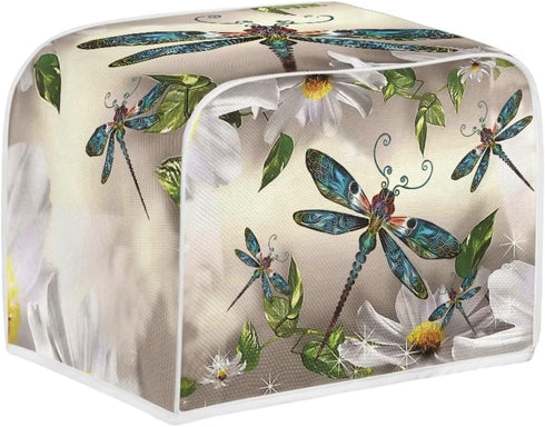 Dragonfly Bread Toaster Cover 4 Slice, Daisy Anti-Sputtering Bread Maker Cover Bakeware Protector, Washable Decorative Toaster Covers for Kitchen,...