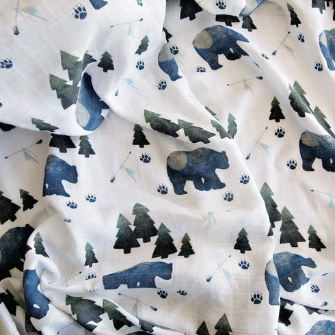 AENNE BABY Muslin Swaddle Blanket for Boys & Girls, Infant Toddler Quilt, Luxurious Wrap, Soft and Silky Stroller & Nursing Cover, Tribal Bear in ...