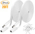 Uogw 2 Pack 20ft/6m DC Power Extension Cable 2.1mm x 5.5mm Compatible with 12V DC Adapter Cord for CCTV IP Camera, LED, Car, White...