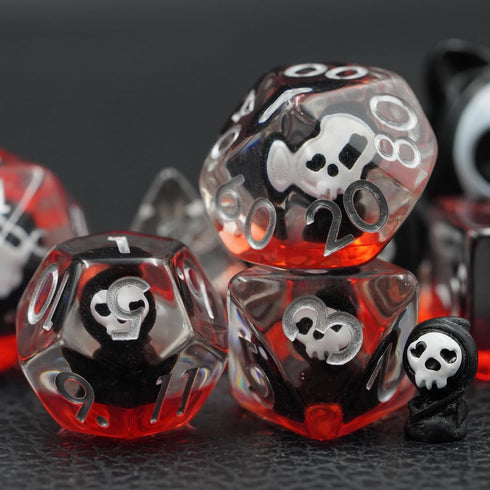 Black Skull Resin Dice,Skull Inclusion Polyhedral Dice Set,Role Playing Games Dice Set for D&D...