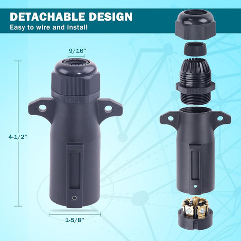 7 Pin Trailer Plug and Socket Kit RV Blade Trailer Wiring Harness Connector 7 Way Vehicle Side Replacement Trailer Plug Socket for Trailer Tow Hit...