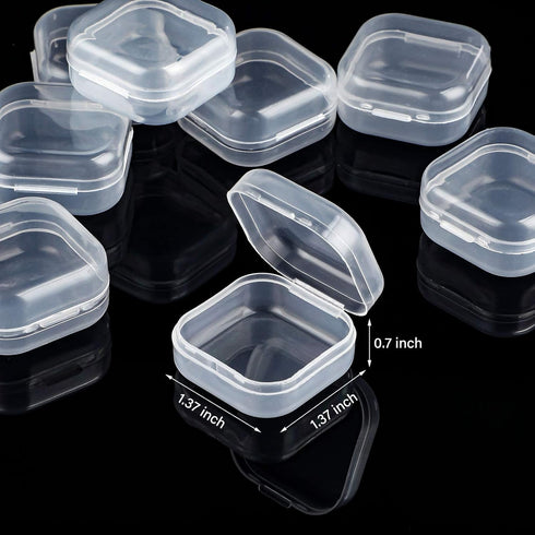 SATINIOR 12 Pack Clear Plastic Beads Storage Containers Box with Hinged Lid for Beads and More (1.38 x 1.38 x 0.71 Inch)...