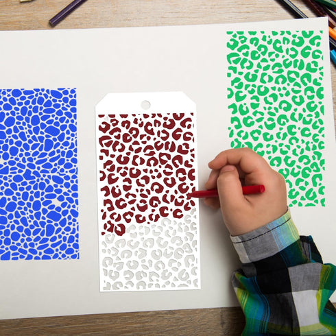8pcs Painting Stencils for Crafts, Reusable Texture Stencils for Painting Mixed Media Stencils Leopard Brick Print Layering Stencils for DIY Craft...