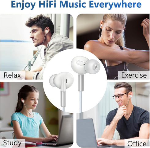 Aolcev 3.5mm Wired Headphones, Android Earphones with S/M/L Ear Tips, 3.5 Jack Earbuds with Mic for Samsung Galaxy A13 A21 A52 A51 A71 A42 S10+ S9...
