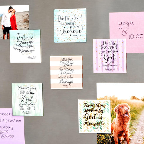 Juvale Inspirational Bible Magnets for Lemon Kitchen Decor & Accessories - 8-Pack 2.5-Inch Square Metal Magnets - Refrigerator Decor with Faith Qu...