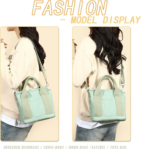 Blostirno Women's Small Canvas Tote Bag Stylish Satchel Mini Shoulder Crossbody Bags Fashion Hobo Messenger Purse Handbags...