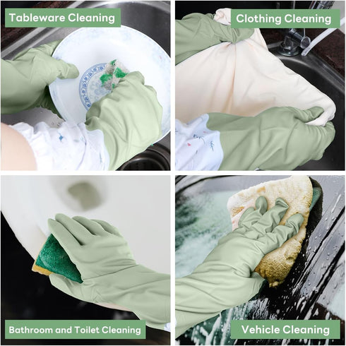 3Pcs Rubber Gloves, Cleaning Gloves for Housekeeping, Dishwashing Gloves, Reusable Rubber Gloves, Bathroom Cleaning Supplies Multicolor(L)...