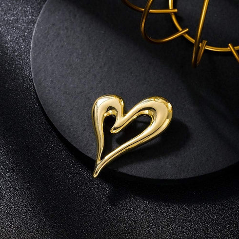 2 Pieces Brooch Pins Heart Gold Lapel Hijab Brooches for Women Fashion Jewelry (Gold+Silver)...
