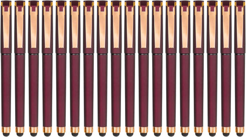 Linbsunne Black Gel Pens 0.7mm Medium Point Pen Office Pens 2-in-1 Stylus Pens for Touch Screens Gel Ink Rollerball Pens for Writing (18 Pack-red)...
