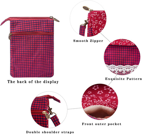 5 Pockets Canvas Crossbody Bag Purse for Women Summer Beach Bag Shoulder Bags Phone Bag Travel Bag Pouch Bags...