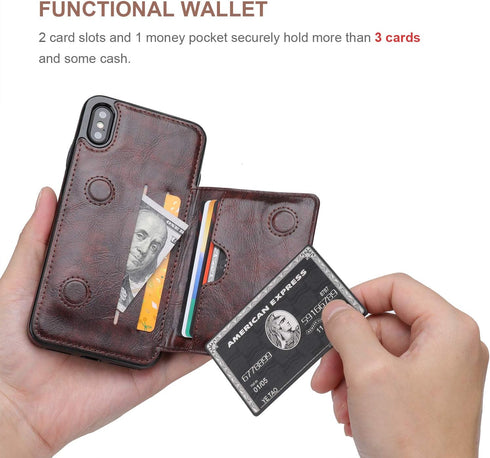 KIHUWEY Compatible with iPhone Xs Max Wallet Case with Credit Card Holder, Leather Kickstand Durable Shockproof Protective Hidden Magnetic Closure...