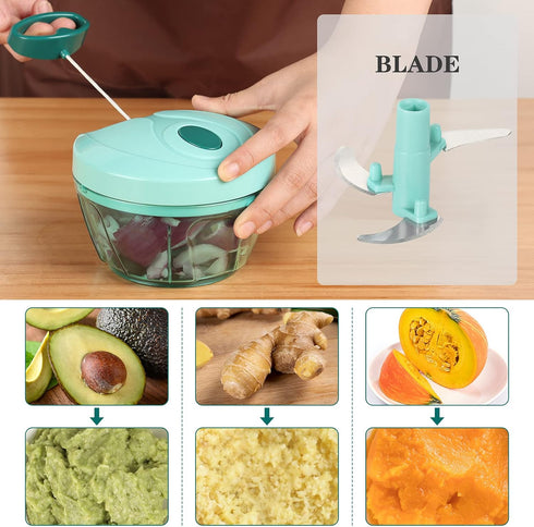 Cambom Manual Food Chopper Vegetable Cutter, Hand String Vegetable Chopper Onions Cutter for Vegetable Fruits Nuts BPA Free Food Safe Material, 55...