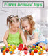 Lacing Farm Toy Wooden Block Set, Early Educational Toys String & Lacing Beads Games for Toddlers Kids Farm Animal Learning Play Set (16 Pieces)...