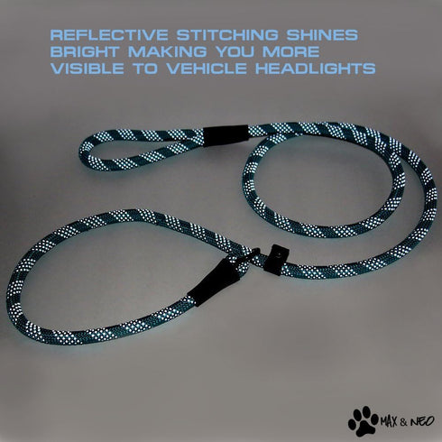 Max and Neo Rope Slip Lead Reflective 5 Foot - We Donate a Leash to a Dog Rescue for Every Leash Sold (PURPLE, 5FT X 1/2")...