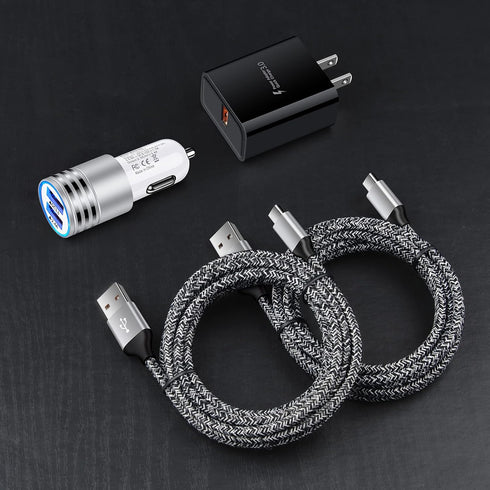 QC 3.0 Fast Wall Charger Cube Car Charger Charger Cable Cord 6FT Fast Charging for Samsung Galaxy A25/A15/A14/A13/A53/A05S/A03S/A23/A33/A54/A53/S2...