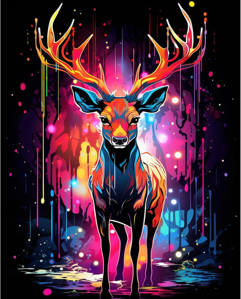 Tucocoo Graffiti Deer Paint by Number for Adults, DIY Digital Oil Painting Kits on Canvas with Brushes and Acrylic Pigment, Animal Realistic Carto...