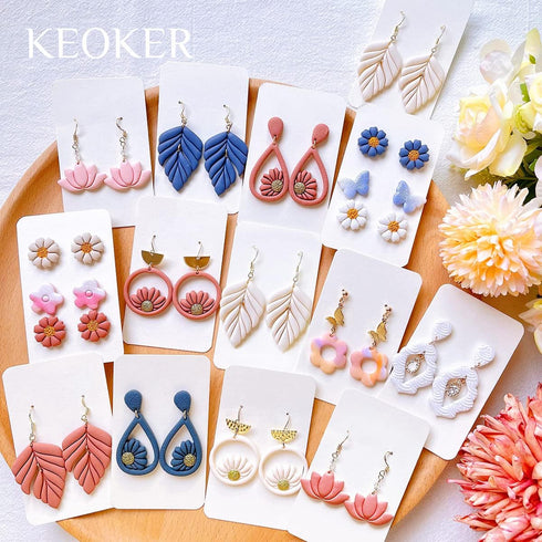 KEOKER Polymer Clay Cutters, Spring Floral Clay Cutters, Polymer Clay Cutters for Earrings Jewelry Making, 10 Shapes Flower Clay Earrings Cutters ...