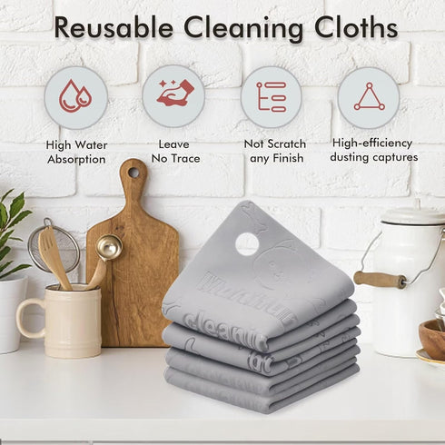 2 Pack Glass Cleaning Cloth,Reusable Sponge Dusting Cloths,Magic Cleaner Towels Lint-free Rags -Absorbent Wet Sponge Cleaning Supplies for Grime,K...