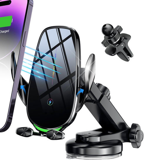 Wireless Car Charger, 15W Fast Wireless Charger for car Auto-Clamping, fit for iPhone 15 14 13 12 11 Pro Max Xs, Samsung Galaxy S23 Ultra S22 S21 ...