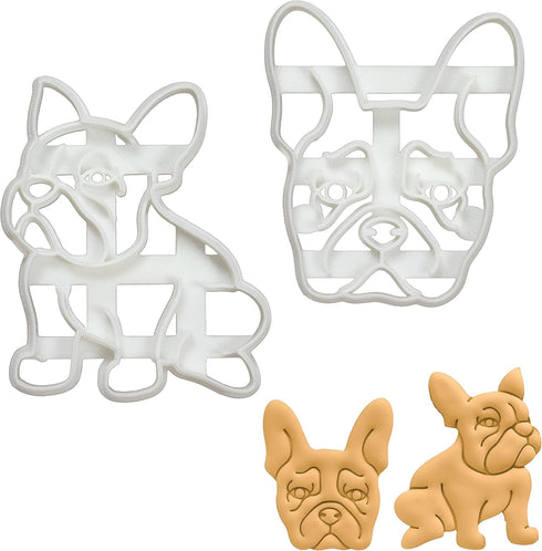 Set of 2 French Bulldog cookie cutters (Designs: Body & Face), 2 pieces - Bakerlogy...