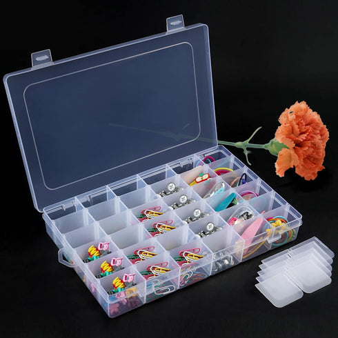 BTremary 36 Grids Clear Craft Storage Boxes with Compartments, Bead Organizer Storage Box, Plastic Jewellery Organizer Box, Small Parts Organizer ...