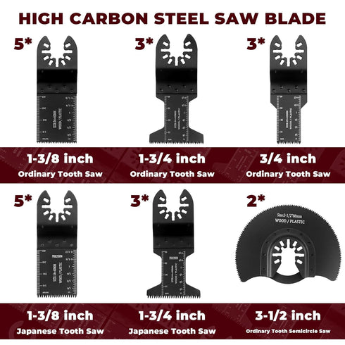 24 PCS Oscillating Saw Blades,6 Types Universal Metal Multitool Saw Blades - for Cut Wood Plastic - Quick Release Saw Blades Accessories Fit Dewal...