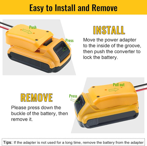 3 Packs Power Wheels Adapter for Dewalt 20V Battery, Power Wheels Battery Converter Kit with Fuse & Switch & Wire Terminals & 12 AWG Wire for DIY ...