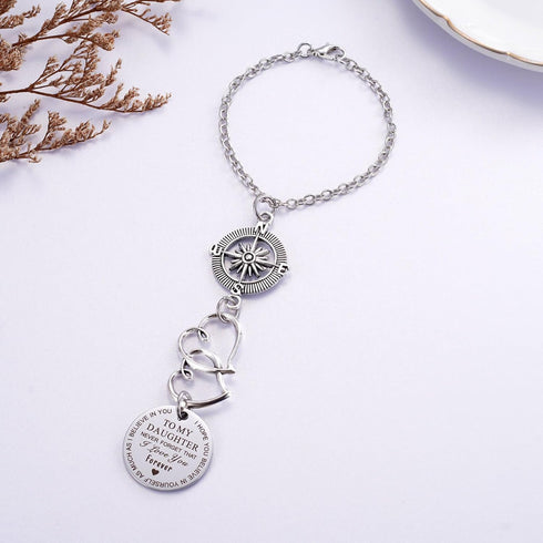 To My Daughter Compass Car Charm, I Hope You Believe In Yourself As Much As I Believe In You Car Charm, Rear View Mirror Car Charm for Daughter Bi...